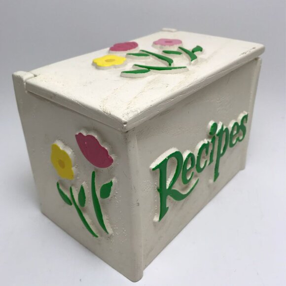 1985 Vintage Faux Wood Plastic Recipe Box Kitchen Organiser - Picture 2 of 7